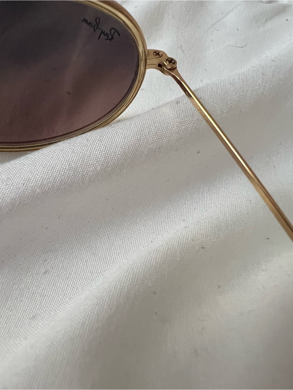 Ray-Ban Gold Frame Brown Lens Oval Sunglasses with Brown Case - Picture 2 of 6